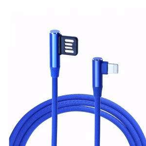 KPS-6402CB Double-sided USB 90 degree cloth Braid USB cable