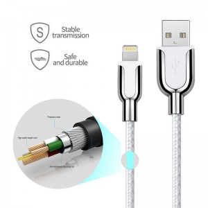 KPS-8445CB zinc alloy nylon/cotton yarn USB cable